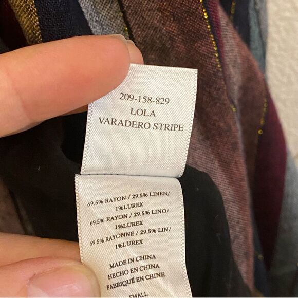 Rails Lola preppy minimalist striped v neck wrap dress linen coastal S - Picture 9 of 12